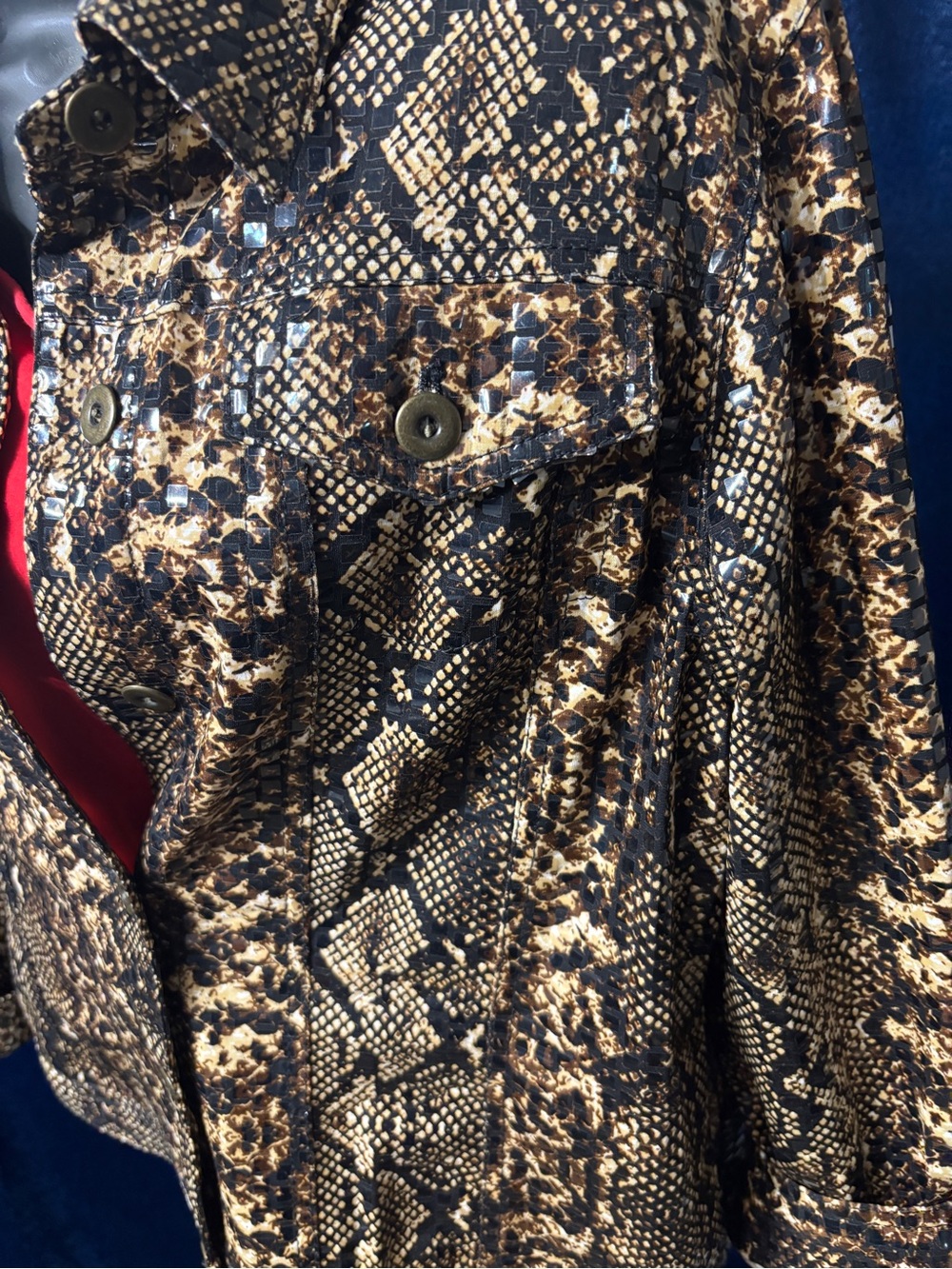 Ruby Rd. Brown & Black Snake-Print Button Front Jacket - Picture 3 of 4